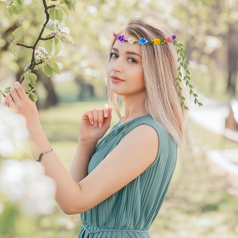 : 16 قطعة من تاجات الزهور الملونة المتنوعة، أربطات رأس على شكل زهور للنساء، أربطات رأس متعددة الألوان، زينة للرأس من الزهور لأعياد الميلاد، حفلات الزفاف، الاحتفالات، أو كهدايا لحفلات الجنيات. - Image 4
