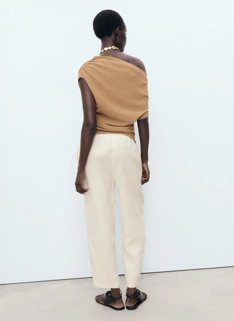مانجو Drawstring Linen Trousers