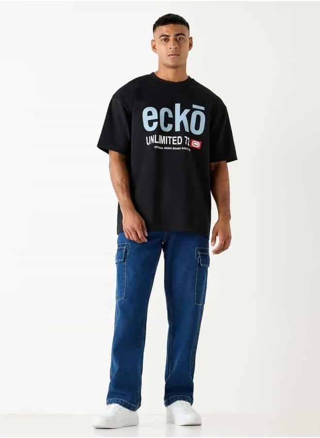 Ecko Unltd. Ecko Unltd Printed Crew Neck T-shirt with Short Sleeves