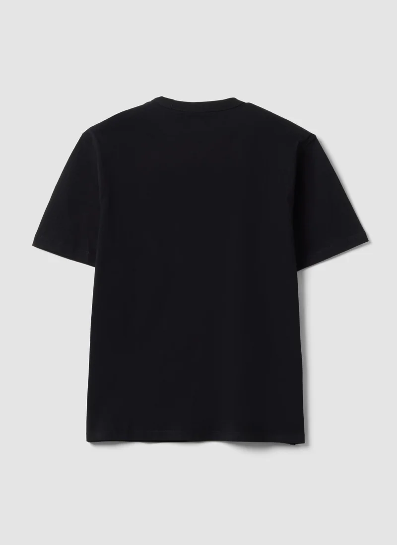 Ovs  OVS Black Pure Cotton Crew-Neck T-Shirt With A Relaxed Fit for Men | Best Price UAE
