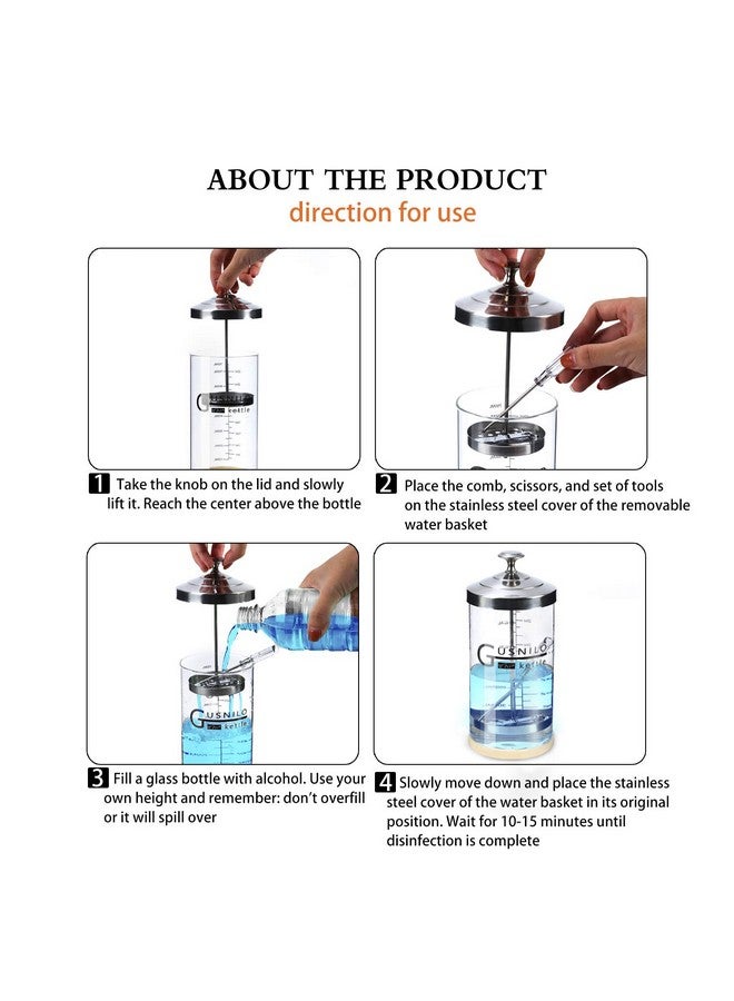 Gusnilo Barbicide Jar 30 Oz With Stainless Steel Tray Barber Sanitizing Jar Salon Disinfectant Jar For Nail Tools Hair Salonspa - Image 2