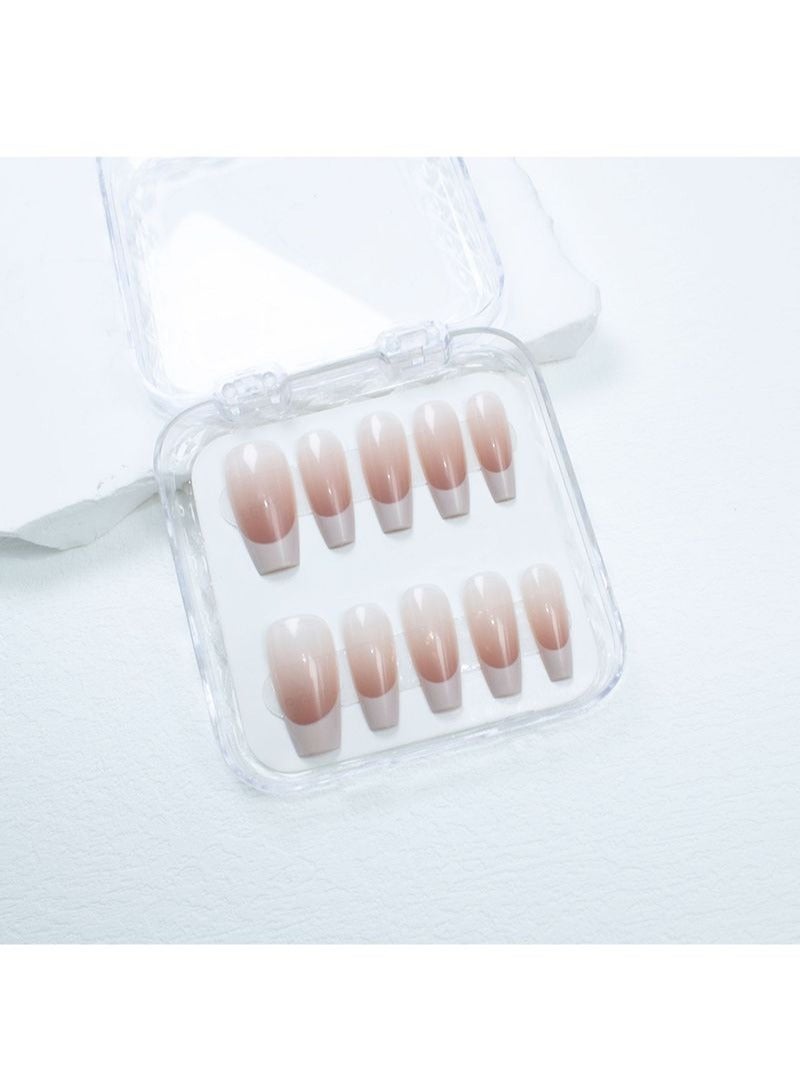 SCHAVO French Off White Fingertips Mid-length Fake Nails 10Pcs - Image 2