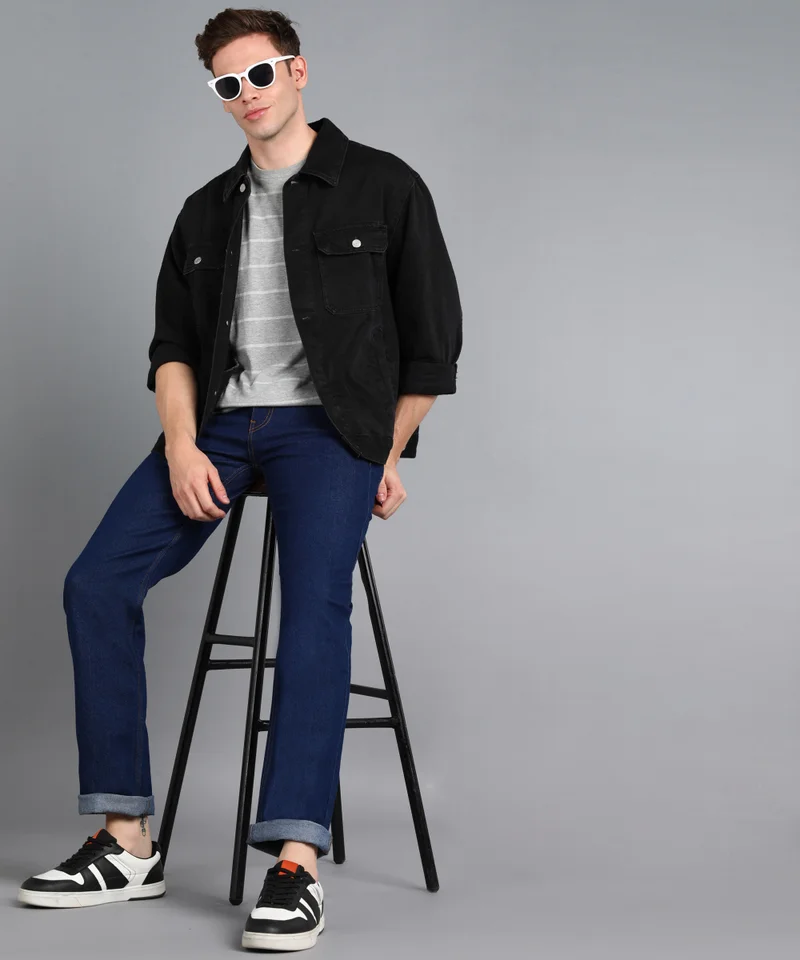 Urbano Fashion  Urbano Fashion Men's Navy Regular Fit Washed Jeans Stretchable  | Best Price UAE