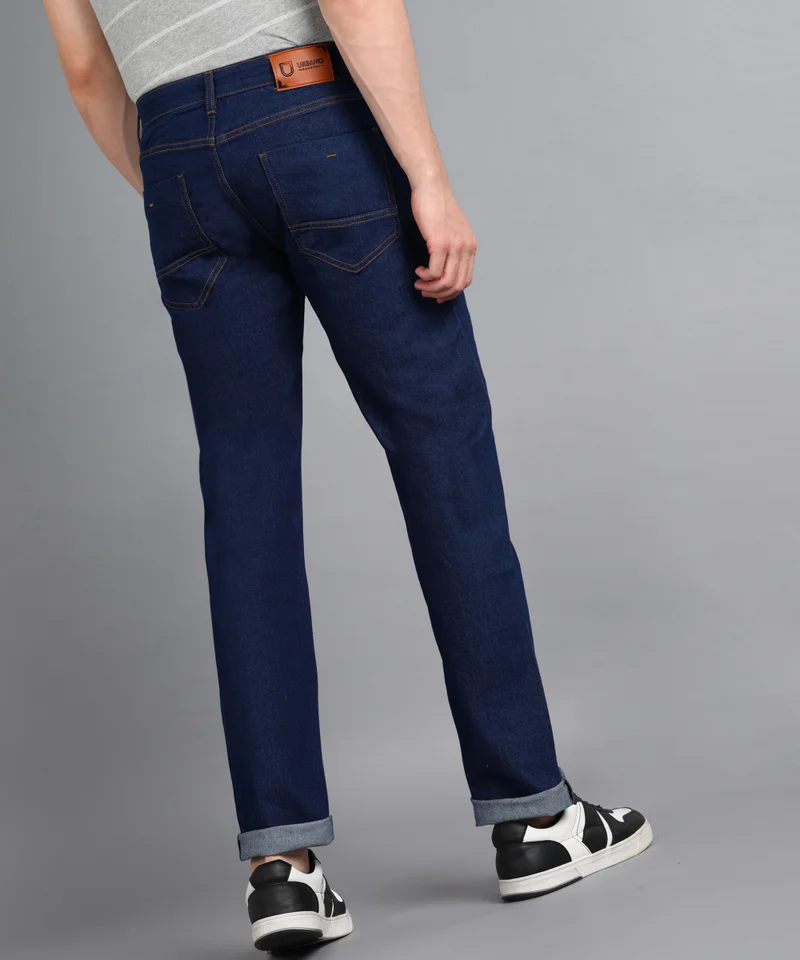 Urbano Fashion  Urbano Fashion Men's Navy Regular Fit Washed Jeans Stretchable  | Best Price UAE