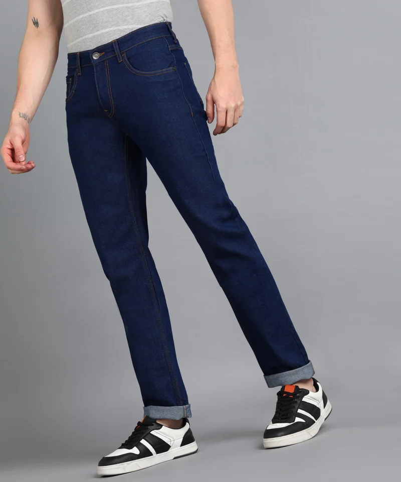 Urbano Fashion Men's Navy Regular Fit Washed Jeans Stretchable