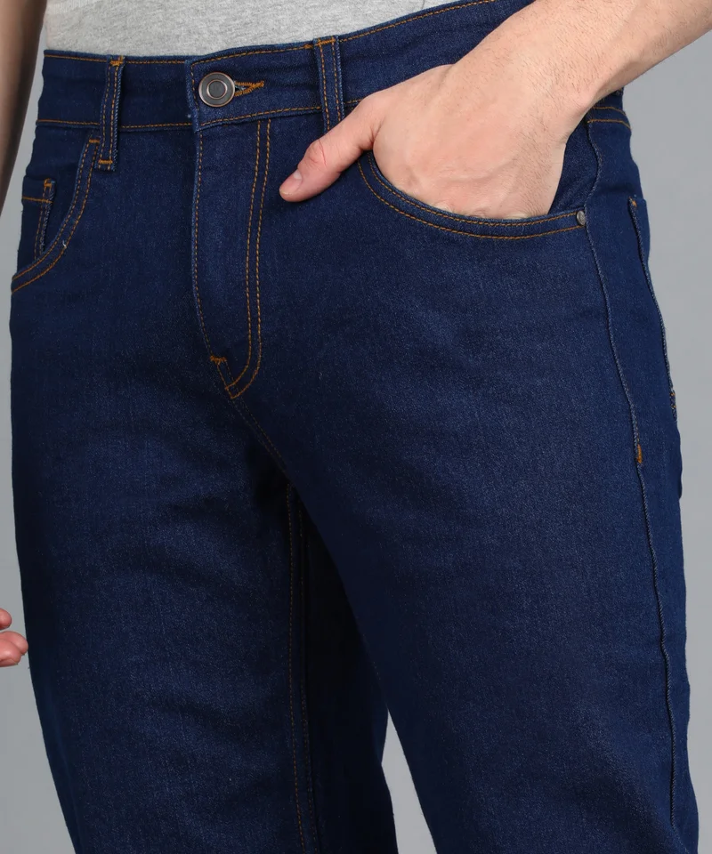 Urbano Fashion  Urbano Fashion Men's Navy Regular Fit Washed Jeans Stretchable  | Best Price UAE