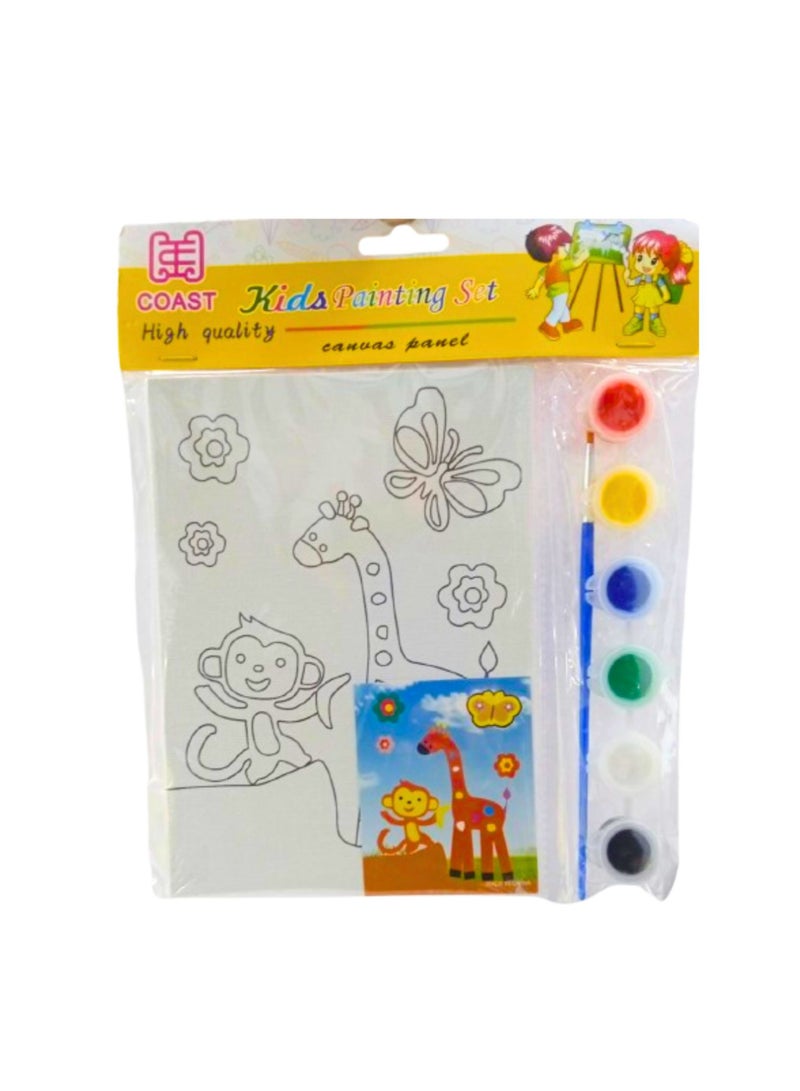 Coast Kids Canvas Painting Sets Included: 1 x Outline Drawn Canvas, 6 Acrylic Colours and 1 x Paint Brush - Image 1