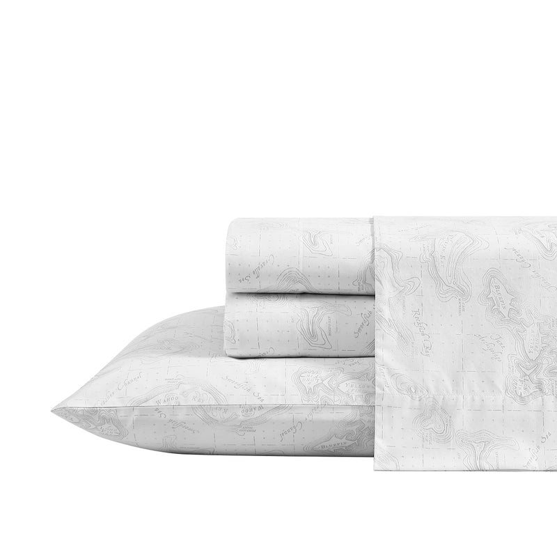 إدي بوار Eddie Bauer Home Sheets Cotton Percale Bedding مجموعة هشّة وأنيقة ديكور المنزل الأنيق كينج أسماك أبيض/رمادي - Image 1