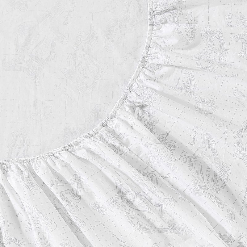 إدي بوار Eddie Bauer Home Sheets Cotton Percale Bedding مجموعة هشّة وأنيقة ديكور المنزل الأنيق كينج أسماك أبيض/رمادي - Image 5