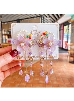Kids Traditional Hanfu Hairpin Butterfly Floral Miairong Keqing (purple)
