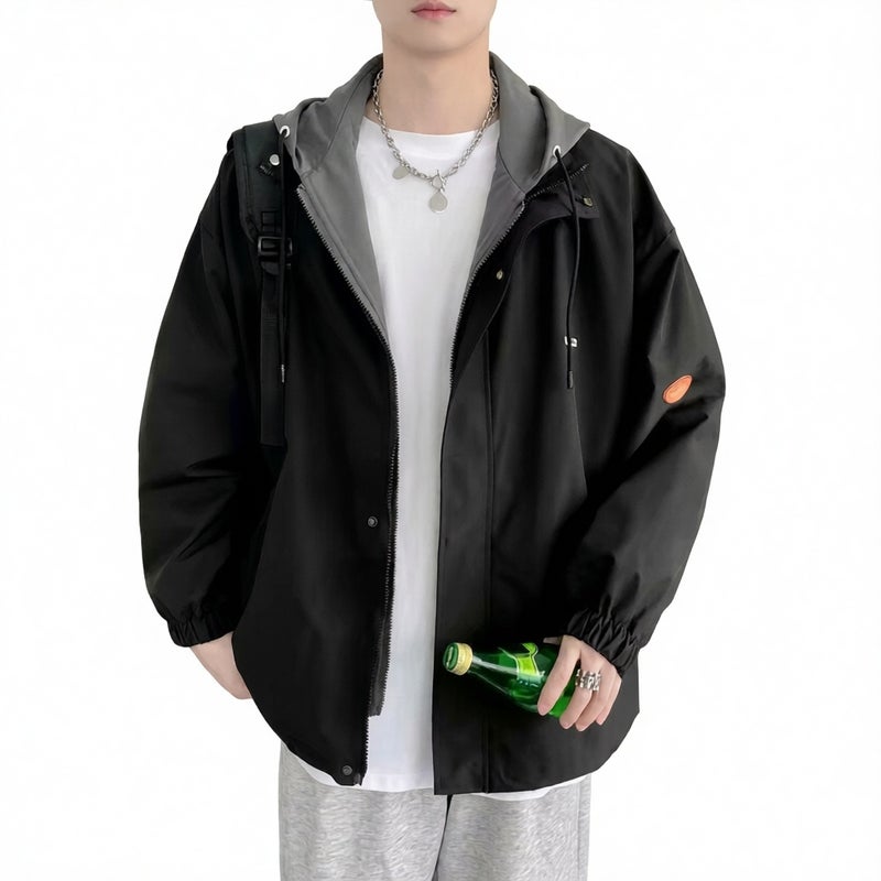 Men's Hooded Jacket Two-Layer Layered Casual Hoodie Coat - Image 1