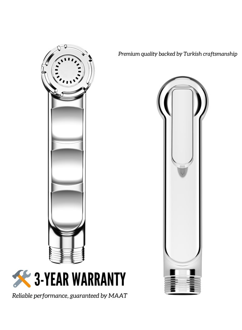 MAAT Pinnacle Chrome Shattaf Set | Premium Hand Spray with 1.2M Double-Lock Hose | High-Flow | Anti-Corrosion | Made in Turkey - Image 4