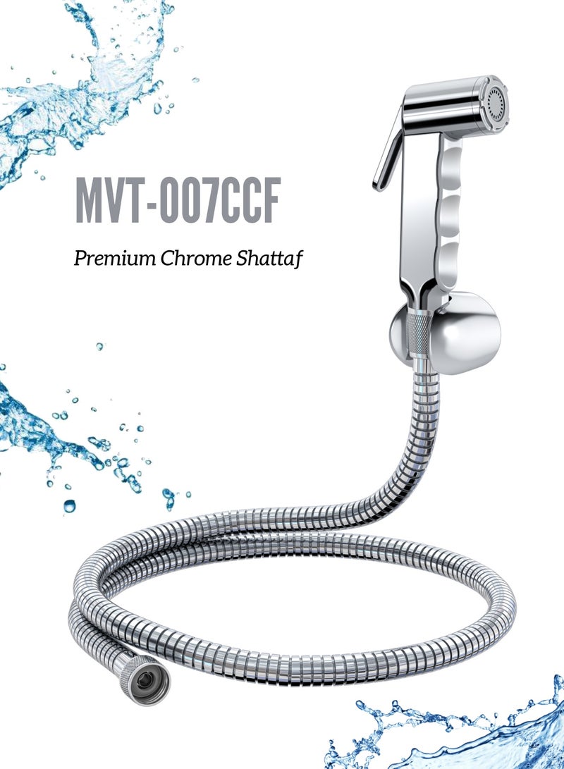 MAAT Pinnacle Chrome Shattaf Set | Premium Hand Spray with 1.2M Double-Lock Hose | High-Flow | Anti-Corrosion | Made in Turkey - Image 1