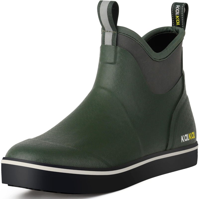 Kalkal Men's Deck Boots, Waterproof Fishing Rain Boots with High Traction, Men's Rubber Boots For Gardening Fishing Boating Camping Sailing - Image 1