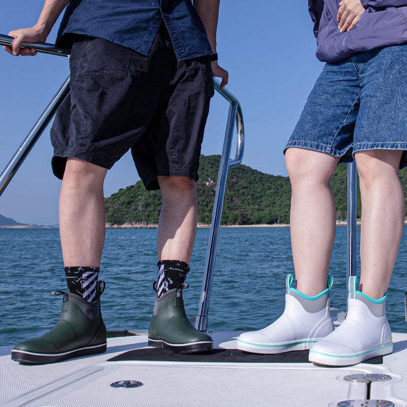 Kalkal Men's Deck Boots, Waterproof Fishing Rain Boots with High Traction, Men's Rubber Boots For Gardening Fishing Boating Camping Sailing - Image 3