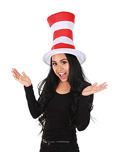elope Dr. Seuss The Cat in The Hat Plush Costume Red & White Striped Hat Standard - Image 2