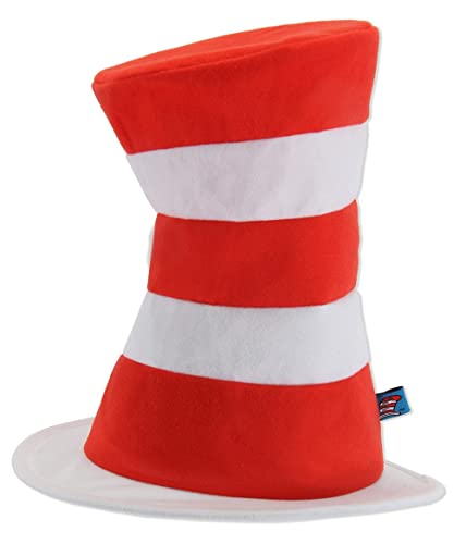 elope Dr. Seuss The Cat in The Hat Plush Costume Red & White Striped Hat Standard - Image 1
