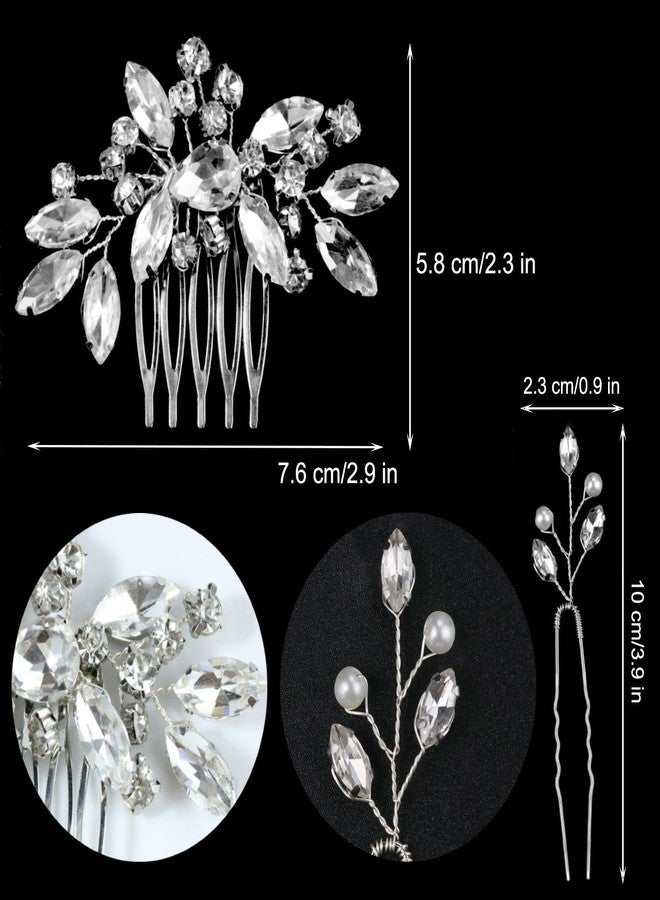 LAPOHI 5 PCS Rhinestone Hair Pins Combs for Weddings - Crystal Hair Accessories and Pieces for Brides, Bridesmaids, Girls - Image 2