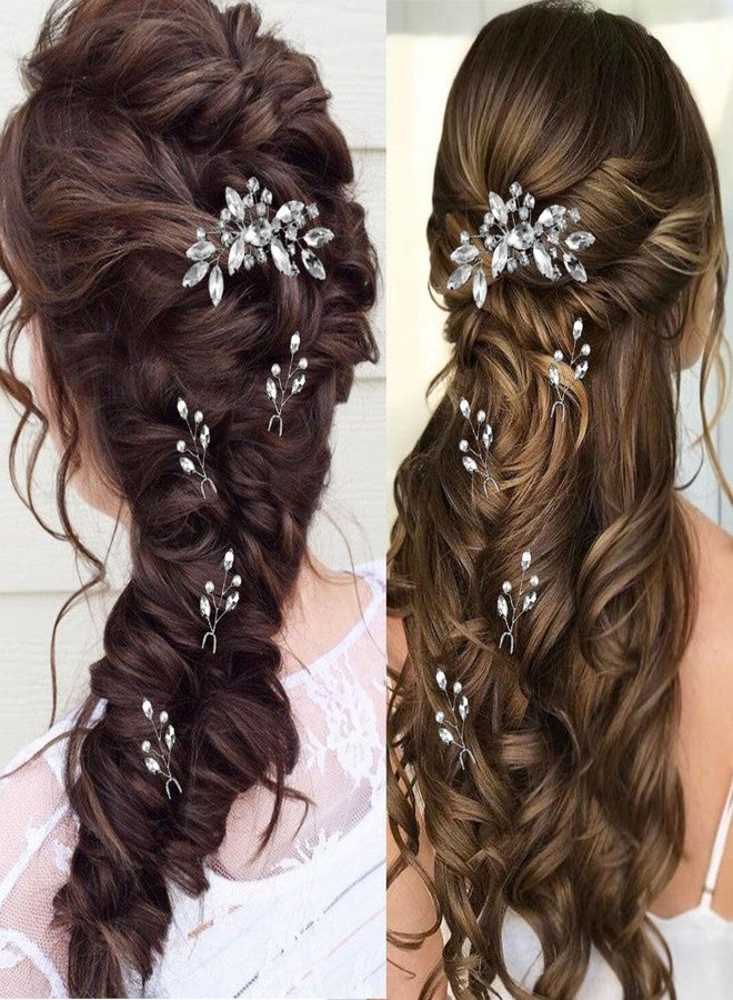 LAPOHI 5 PCS Rhinestone Hair Pins Combs for Weddings - Crystal Hair Accessories and Pieces for Brides, Bridesmaids, Girls - Image 4