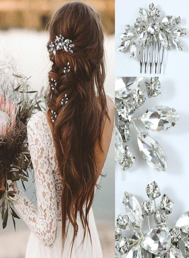 LAPOHI 5 PCS Rhinestone Hair Pins Combs for Weddings - Crystal Hair Accessories and Pieces for Brides, Bridesmaids, Girls - Image 5