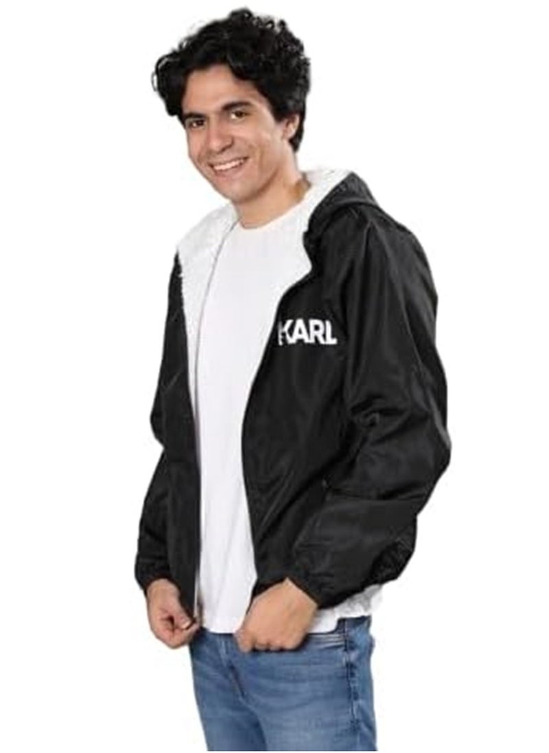 Generic - Men's Waterproof hooded Zippered Casual Sweatshirt, Black - Image 1