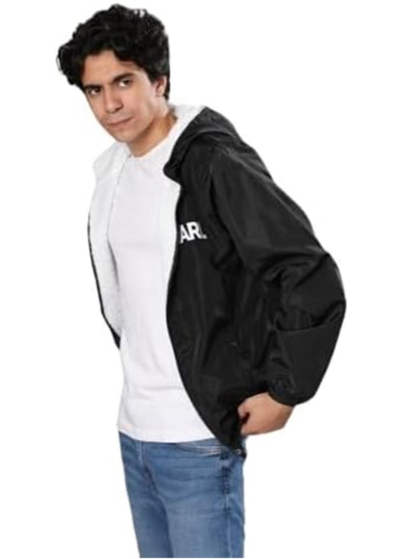 Generic - Men's Waterproof hooded Zippered Casual Sweatshirt, Black - Image 1