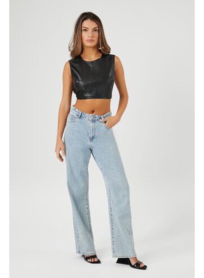 FOREVER 21 Faux Leather Cutout Crop Top - Image 4