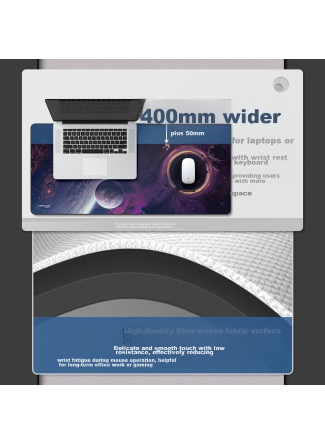 Lesailes Feidun Mouse Pad For Gaming And Office, Solid Color Large Computer Desk Mat, Smooth Woven Edge-banded Thickened Non-slip Base, 900*400*4mm, Black Hole - Image 3