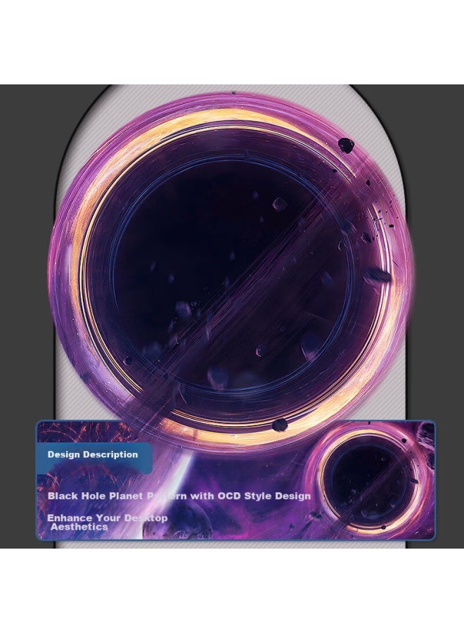 Lesailes Feidun Mouse Pad For Gaming And Office, Solid Color Large Computer Desk Mat, Smooth Woven Edge-banded Thickened Non-slip Base, 900*400*4mm, Black Hole - Image 2