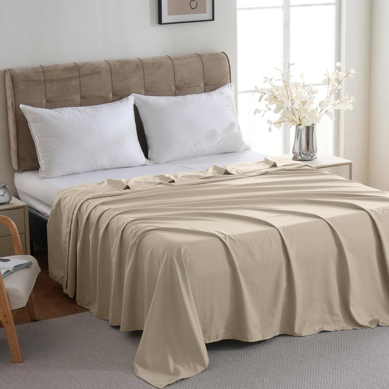ZPECC Bulk Flat Sheets Only Twin Size 6 Pack, Easy Sort Top Bed Sheet by Color-Coded Label, Soft Durable Brushed Microfiber Fabric Hotel Airb&bs Essentials for Hosts, 66"x96", Beige - Image 2