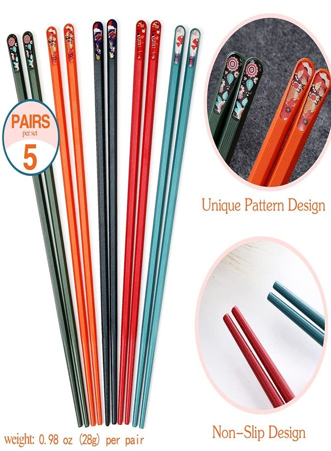 HuaLan Colorful Fiberglass Chopsticks, Reusable Non-slip Chopsticks, 9 1/2 Inches, 5 Pairs - Image 2