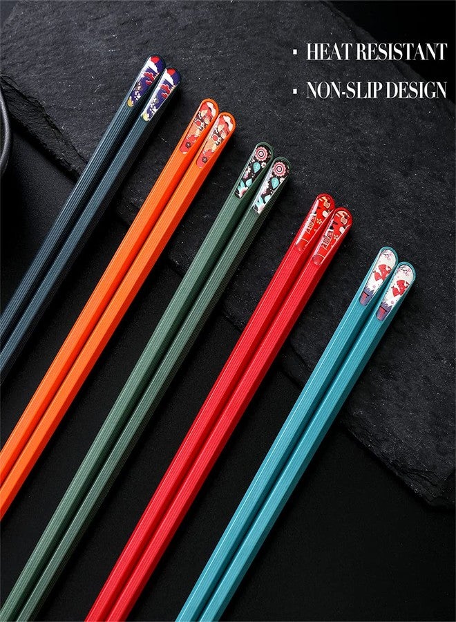 HuaLan Colorful Fiberglass Chopsticks, Reusable Non-slip Chopsticks, 9 1/2 Inches, 5 Pairs - Image 5