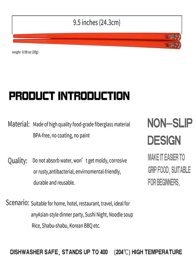 HuaLan Colorful Fiberglass Chopsticks, Reusable Non-slip Chopsticks, 9 1/2 Inches, 5 Pairs - Image 4