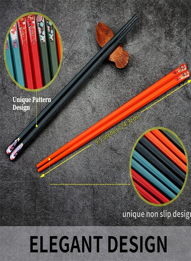 HuaLan Colorful Fiberglass Chopsticks, Reusable Non-slip Chopsticks, 9 1/2 Inches, 5 Pairs - Image 3