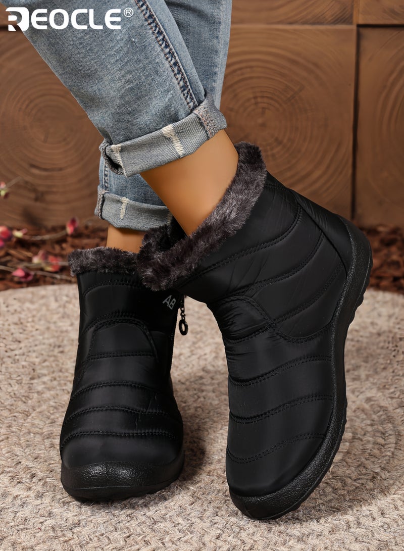 REOCLE Women's Winter Snow Boots with Fur Lining and Waterproof Design Ankle Booties with Warm Comfort for Outdoor Cold Weather - Image 2