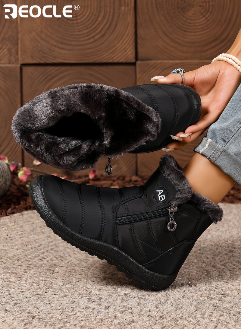 REOCLE Women's Winter Snow Boots with Fur Lining and Waterproof Design Ankle Booties with Warm Comfort for Outdoor Cold Weather - Image 5