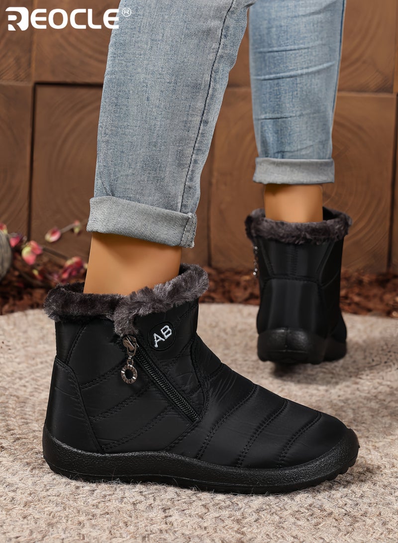 REOCLE Women's Winter Snow Boots with Fur Lining and Waterproof Design Ankle Booties with Warm Comfort for Outdoor Cold Weather - Image 4