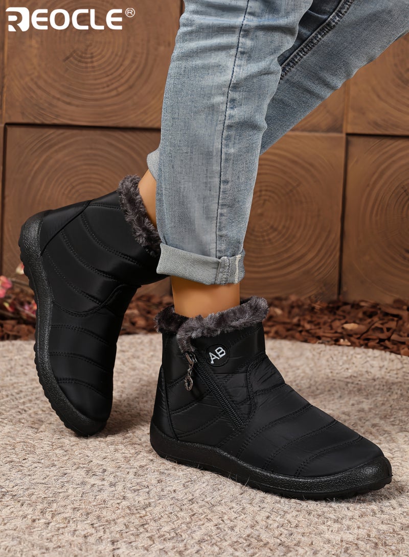 REOCLE Women's Winter Snow Boots with Fur Lining and Waterproof Design Ankle Booties with Warm Comfort for Outdoor Cold Weather - Image 3