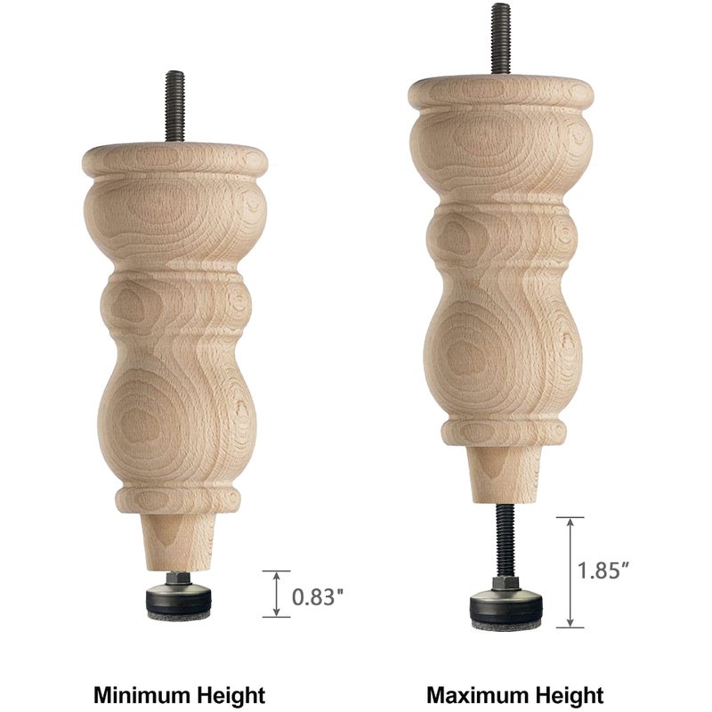 Twig 3/8" Threaded Leveling Feet Adjustable Table/Furniture Feet Levelers Screw on Heavy Duty Desk/Chair/Cabinet/Dresser/Bench Leg Leveler Screw in with Threaded Inserts(3/8-16,Large Base,Black,4 Pack) - Image 4
