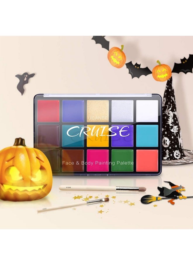Ucanbe Face Body Paint Oil Professional 15 Colors Fx Makeup Palettenon Toxic Hypoallergenic Safe Facepaint For Halloween Cosplay Costumes Parties And Festivals  - Image 5