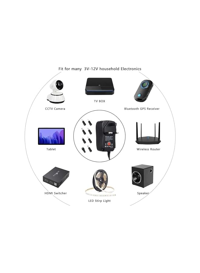 promass 30W Universal AC/DC Adapter Switch Power Supply, Universal AC Power Adapter With 8 Optional Adapter Plugs, Suitable For 3V 4.5V 5V 6V 7.5V 9V 12V Household Electronic Products And LED Strips - Image 2