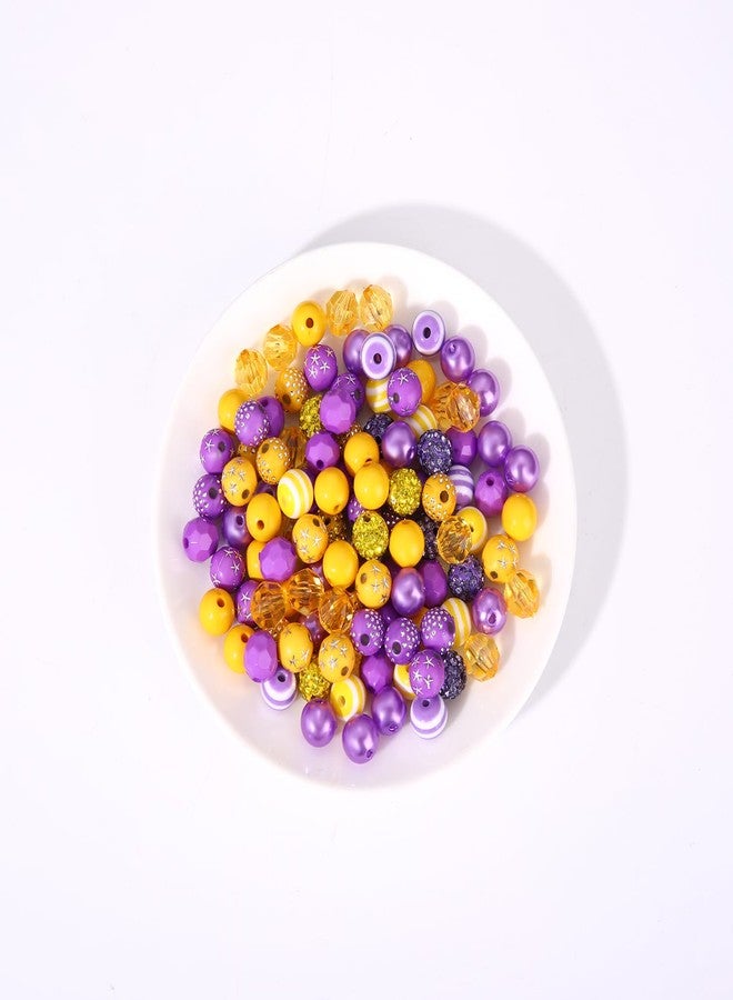 HSWE Game Day Beads for Bracelets Making Kit Heishi Clay Pearl Letter Assorted Round Bead Gold Spacer Beads Football Charms for DIY Bracelets Necklace Jewelry Making (Purple Yellow Game Day Kit) - Image 3