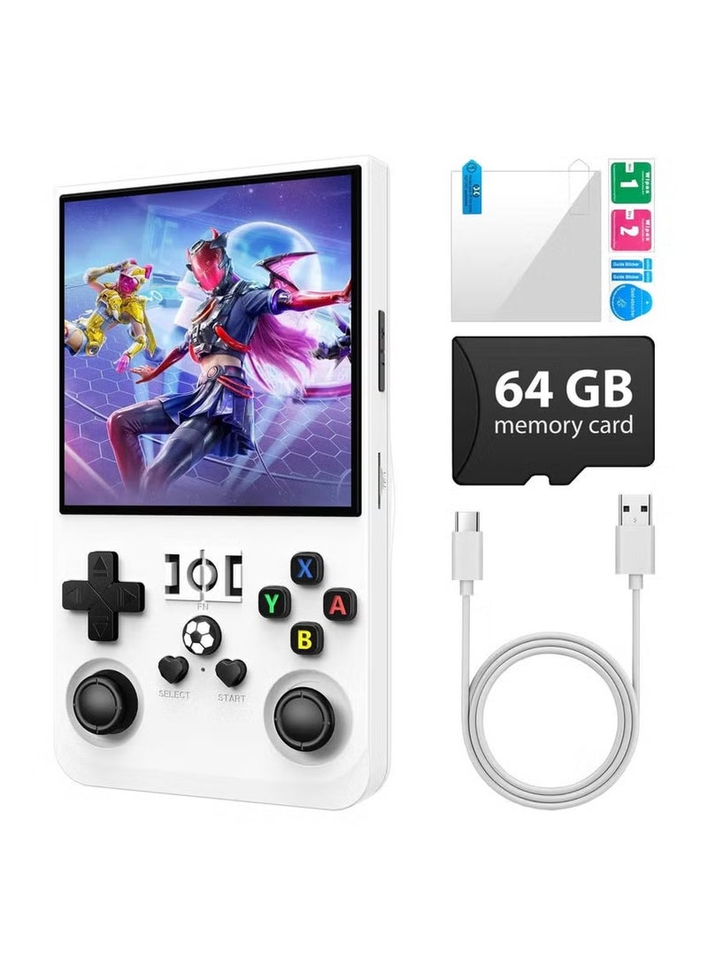 BLUMENIT R36 Max Game Console 4 Inch Full IPS Screen Portable Retro Handheld Game Console Built-in 18000+ Games With Open Source Linux System & 64GB Memory Card Video Games Console Support 30+ Simulator Platform 4000mAh Battery |WHITE - Image 2
