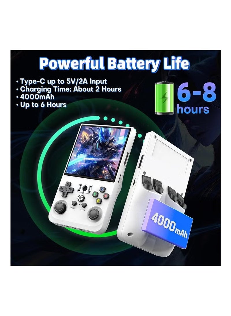 BLUMENIT R36 Max Game Console 4 Inch Full IPS Screen Portable Retro Handheld Game Console Built-in 18000+ Games With Open Source Linux System & 64GB Memory Card Video Games Console Support 30+ Simulator Platform 4000mAh Battery |WHITE - Image 4