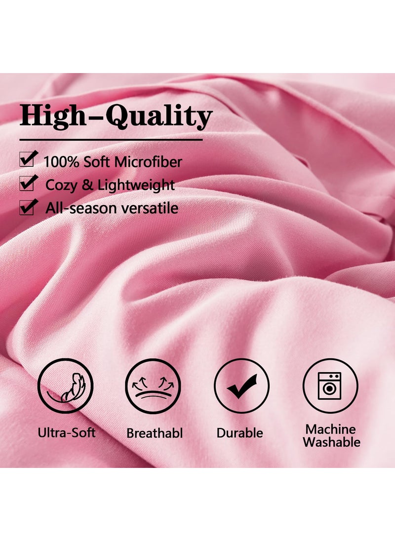 Yogeneg Yogeneg Full Size Comforter Set 7 Piece Bed in a Bag Grid Pinch Pleat Pink Bedding Set Striped Textured Soft Microfiber Comforter with Sheet Set All Season Complete Bed Set(Pink Full)  - Image 5