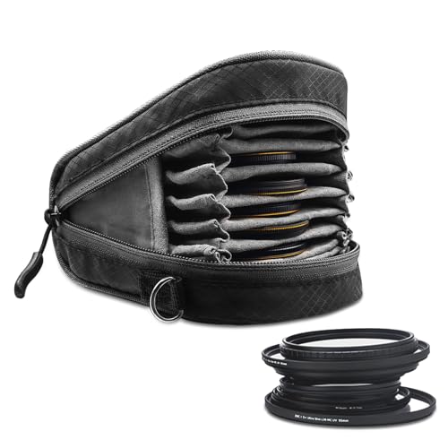 Lightdow Camera Filter Bag - Detachable 8-Slot Lens Carry Case with Belt Loop Pouch - Water-Resistant & Dustproof Design for 37mm-95mm Filters - Image 1