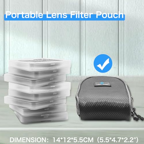 Lightdow Camera Filter Bag - Detachable 8-Slot Lens Carry Case with Belt Loop Pouch - Water-Resistant & Dustproof Design for 37mm-95mm Filters - Image 2