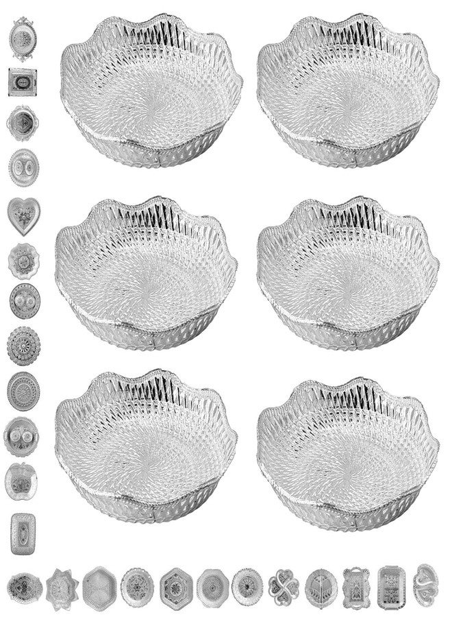 SAI PRASEEDA Decorative Non Metallic Silver Finish Serving Thalis (18 x 18 x 3 cm)-Pack of 6 |Traditional Seer Plates for Return Gifts, Pooja, Festivals, Weddings & Home Décor SMLSLVRT-2 - Image 1