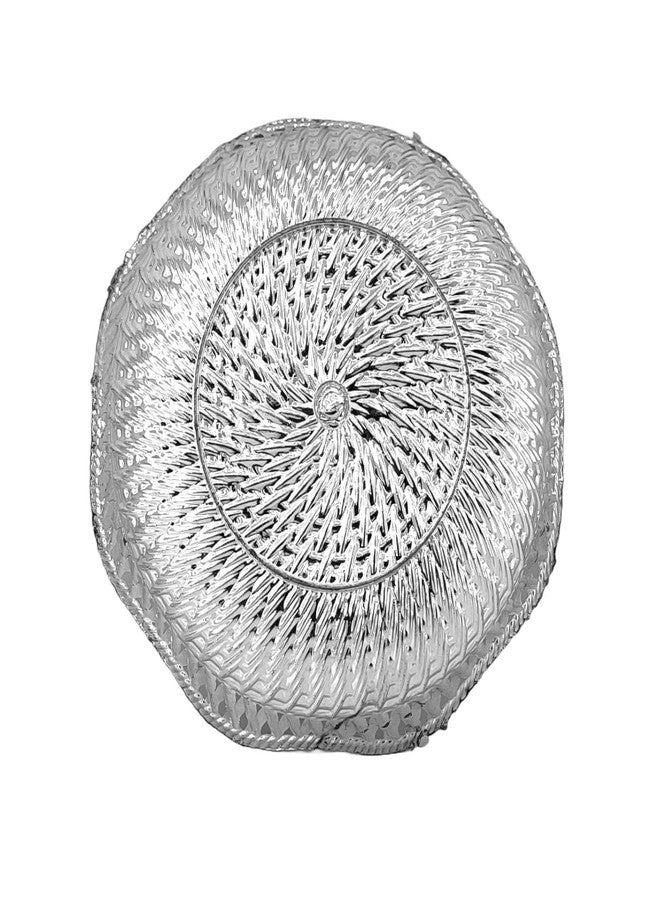 SAI PRASEEDA Decorative Non Metallic Silver Finish Serving Thalis (18 x 18 x 3 cm)-Pack of 6 |Traditional Seer Plates for Return Gifts, Pooja, Festivals, Weddings & Home Décor SMLSLVRT-2 - Image 4