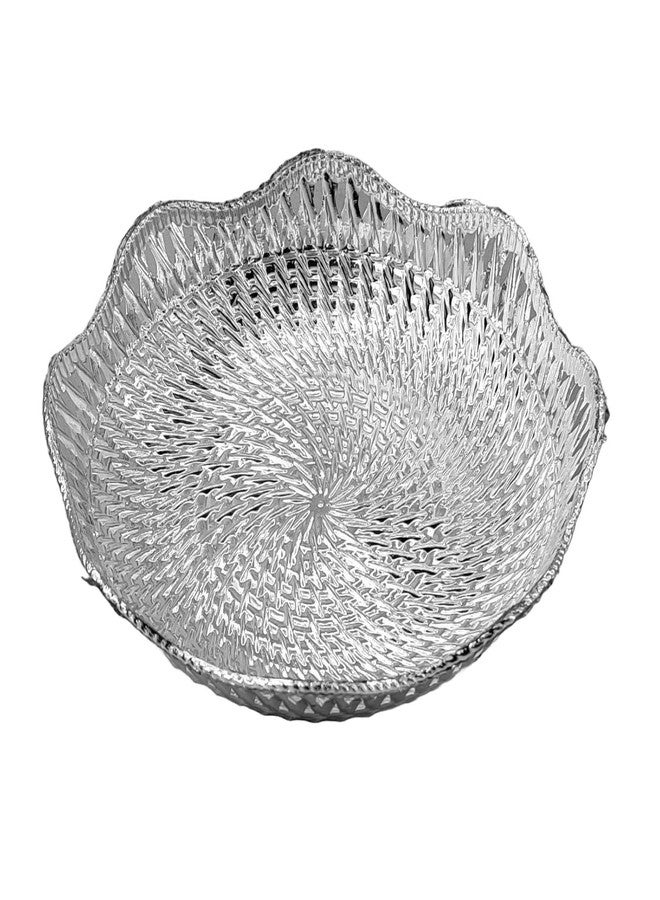 SAI PRASEEDA Decorative Non Metallic Silver Finish Serving Thalis (18 x 18 x 3 cm)-Pack of 6 |Traditional Seer Plates for Return Gifts, Pooja, Festivals, Weddings & Home Décor SMLSLVRT-2 - Image 5